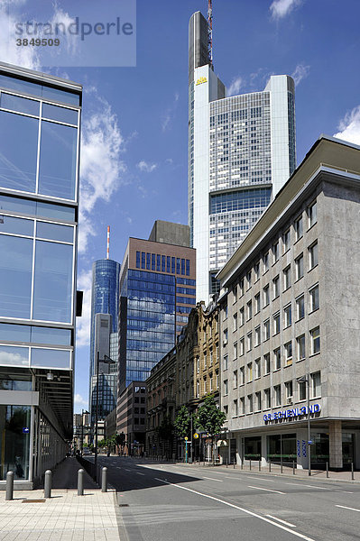Bürohochhaus und Commerzbank Tower  Zentrale  Neue Mainzer Straße  Bankenviertel  Frankfurt am Main  Hessen  Deuschland  Europa