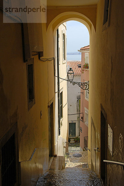 Gasse  Stadtviertel Alfama  Lissabon  Portugal  Europa