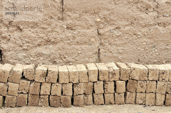 Bausteine  Stampflehmarchitektur in der Altstadt  Medina  von Ouarzazate  Marokko  Afrika