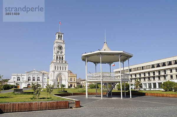 Pavillon  Uhrenturm  nationales Monument  Plaza Arturo Prat  Platz  Iquique  Norte Grande  Nordchile  Chile  Südamerika