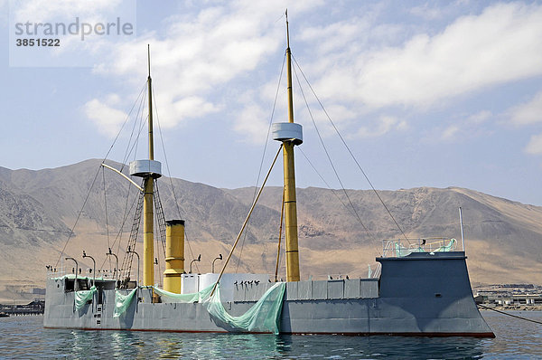 Historisches Kriegsschiff  Marine  Armada  Hafen  Küste  Iquique  Norte Grande  Nordchile  Chile  Südamerika