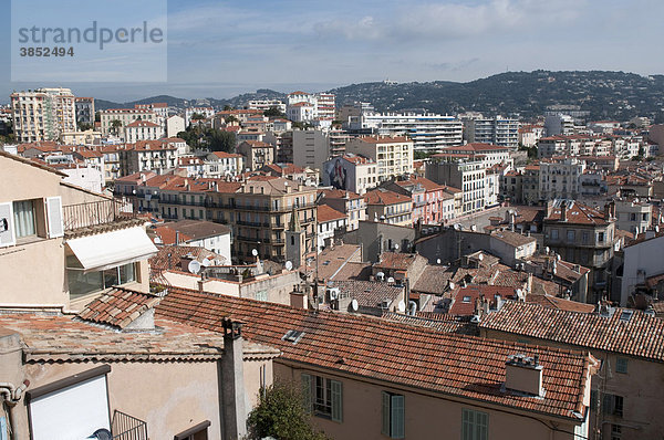 Ausblick von La Castre auf Cannes  Mont Chevalier  Cannes  CÙte d'Azur  Frankreich  Europa