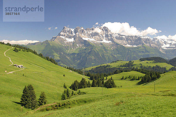 Dents de Midi  Blick auf die Alpen in der Nähe von Chatel  Frankreich  Europa