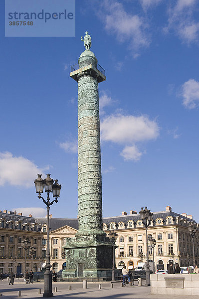 Säule auf dem Place Vendome Platz  Paris  Frankreich  Europa