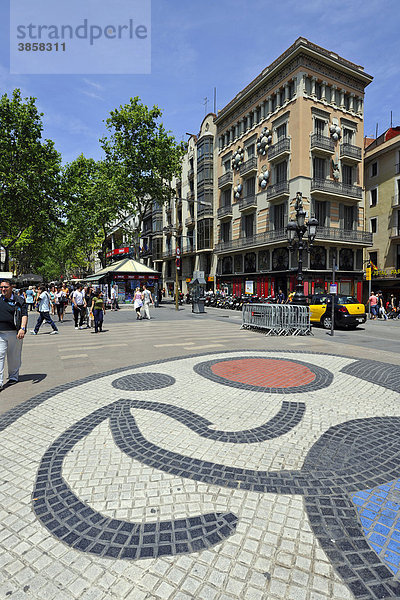 Mosaik auf Prachtstraße La Rambla  Barcelona  Katalonien  Spanien  Europa