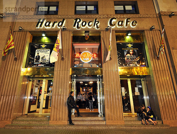 Nachtaufnahme  Hardrock CafÈ  Barcelona  Katalonien  Spanien  Europa