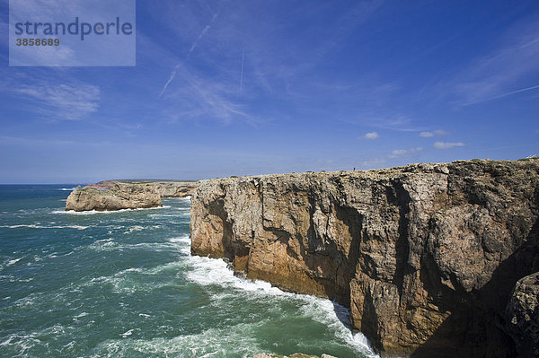 Steilküste Cabo de Sao Vicente  Sagres  Algarve  Portugal  Europa
