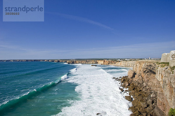 Steilküste Cabo de Sao Vicente  Sagres  Algarve  Portugal  Europa