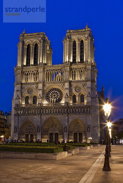Notre Dame de Paris Kathedrale bei Nacht  Paris  Frankreich  Europa