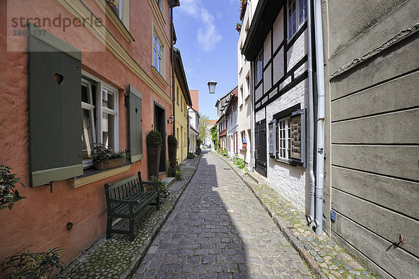 Die historische Badstüberstraße in der Altstadt von Stralsund  Hansestadt Stralsund  Mecklenburg-Vorpommern  Deutschland  Europa