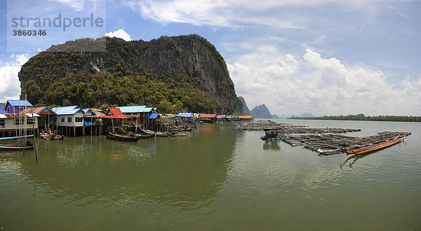 Muslimisches Fischerdorf Pannyi  Phang Nga Bucht  Thailand  Asien
