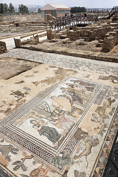 Bodenmosaik  römische Siedlung  Ausgrabungsstätte  Pafos  auch Paphos  Südzypern  griechisch  Insel Zypern  Südeuropa