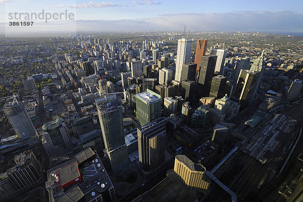 Stadtansicht von oben aus dem CN-Tower  Toronto  Ontario  Kanada