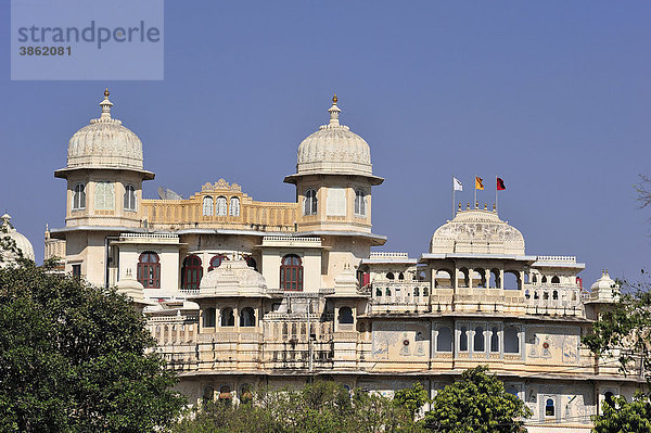 Teilansicht des Stadtpalast von Udaipur  Sitz des Maharaja von Udaipur  Museum und Luxushotel Udaipur  Rajasthan  Indien  Asien