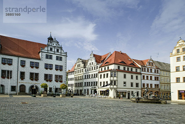 Marktplatz mit Rathaus  Torgau  Sachsen  Deutschland  Europa