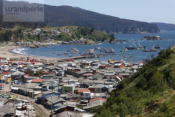Hafen  Bergbaustadt Lota  Chile  Südamerika