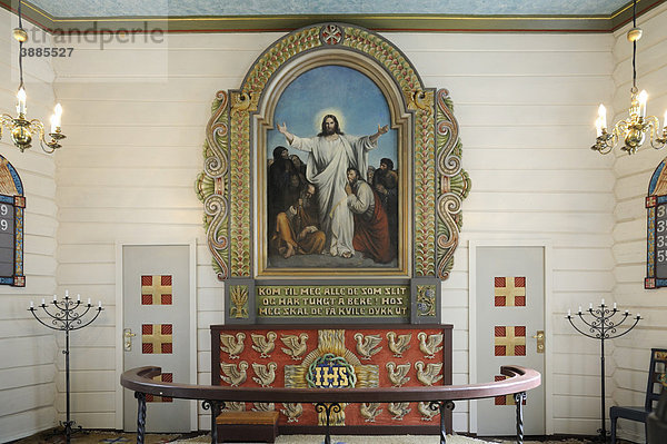Altarraum der Geiranger Kirche  Geirangerfjord  UNESCO Welterbe  Norwegen  Skandinavien  Nordeuropa