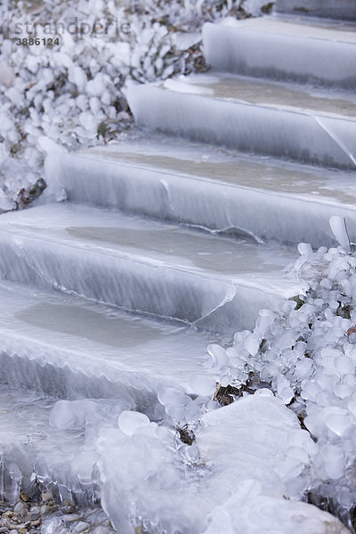Mit Eis bedeckte Stufen