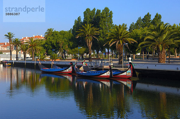 Traditionelle Moliceiro Boote  Canal Central  Aveiro  Beiras oder Beira Region  Portugal  Europa