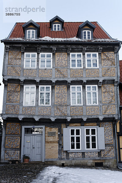 Barockes Fachwerkhaus des Dichters Ludwig Giseke  Schlossberg  Quedlinburg  Harz  Sachsen-Anhalt  Deutschland  Europa