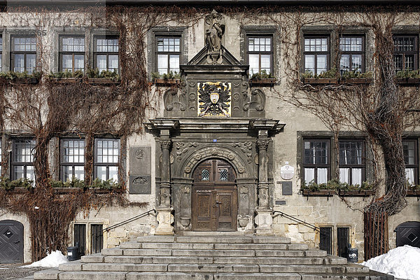 Rathaus mit Renaissance-Portal  historische Altstadt  Quedlinburg  Harz  Sachsen-Anhalt  Deutschland  Europa