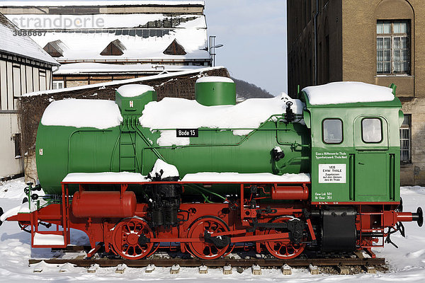 Alte Dampflokomotive des ehemaligen Eisen- und Hüttenwerks Thale  Hüttenmuseum  Thale  Harz  Sachsen-Anhalt  Deutschland  Europa
