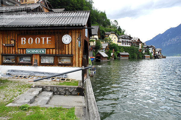 Bootshaus  Hallstatt am Hallstätter See  UNESCO-Welterbe  Salzkammergut  Alpen  Oberösterreich  Österreich  Europa
