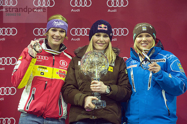Lindsey Vonn  USA  gewinnt den FIS Gesamt-Weltcup 2010 vor Maria Riesch  GER  und Anja Pärson  SWE