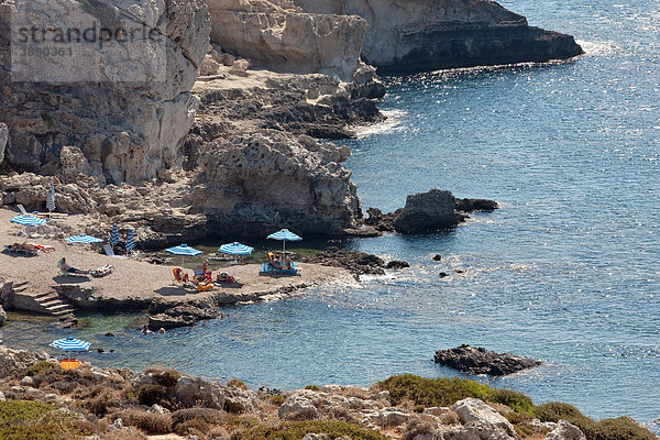 Badebucht nahe Kallithea  Insel Rhodos  Dodekanes  Griechenland  Europa