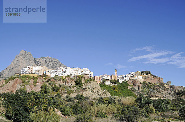Häuser  steil  Berg  Bergdorf  Finestrat  Costa Blanca  Provinz Alicante  Spanien  Europa