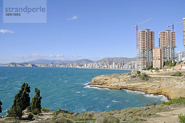Meer  Hochhäuser  Baustelle  Bauboom  Benidorm  Costa Blanca  Provinz Alicante  Spanien  Europa