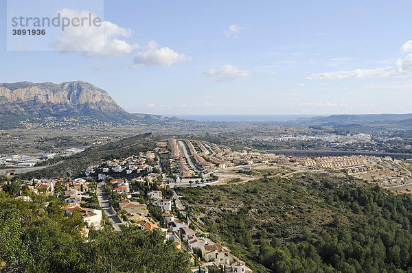 Mirador  Aussichtspunkt  Übersicht  Wohnsiedlung  Landschaft  Gata de Gorgos  Javea  Costa Blanca  Provinz Alicante  Spanien  Europa