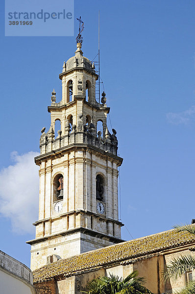 Kirchturm  Iglesia de la Asuncion  Kirche  Pego  Marina Alta  Costa Blanca  Provinz Alicante  Spanien  Europa