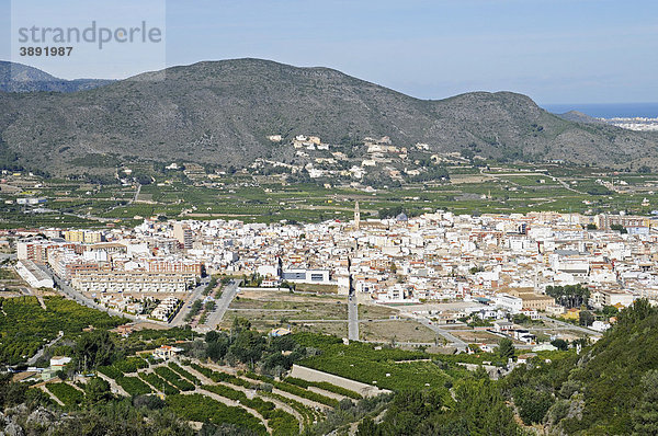 Stadt Pego  Tal  Berge  Übersicht  Marina Alta Region  Costa Blanca  Provinz Alicante  Spanien  Europa