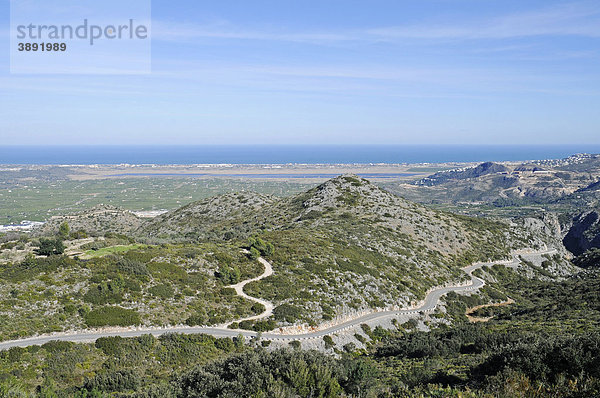 Küste  Übersicht  Bergstraße  Berge  Landschaft  Marina Alta Region  Costa Blanca  Provinz Alicante  Spanien  Europa