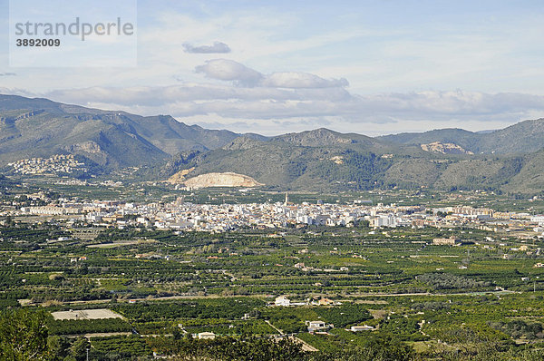 Stadt Pego  Tal  Berge  Übersicht  Marina Alta Region  Costa Blanca  Provinz Alicante  Spanien  Europa