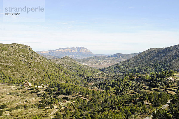 Aussicht  Weitsicht  Landschaft  Jalon  Xalon  Marina Alta  Costa Blanca  Provinz Alicante  Spanien  Europa