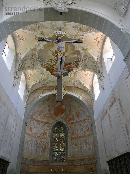 Kirche St. Peter und Paul Niederzell  innen  UNESCO Weltkulturerbe  Insel Reichenau  Bodensee  Baden-Württemberg  Deutschland  Europa