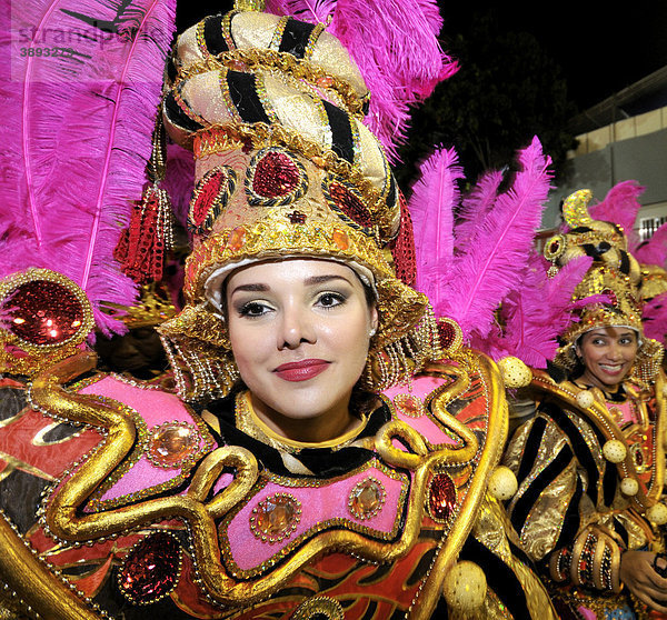 Sambaschule Uniao da Ilha  verkleidete Frau  Carnaval 2010  Sambodromo  Rio de Janeiro  Brasilien  Südamerika