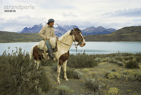 Vaguero  Cowboy zu Pferd  chilenisches Patagonien  Chile  Südamerika