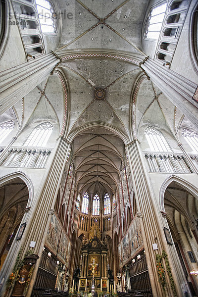 Altar und Deckengewölbe der Sint Salvatorskathedraal  St. Salvator in Brügge  Westflandern  Belgien  Europa