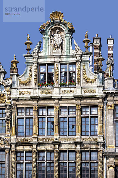 Fassade und Giebel  Gildehaus am Grote Markt  Grand Place  Brüssel  Belgien  Europa