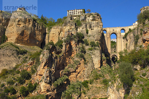 Puente Nuevo  'Neue Brücke'  überspannt die Tajo-Schlucht  Ronda  Provinz Malaga  Andalusien  Spanien  Europa