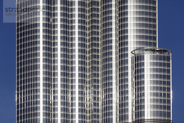 Detail von Burdsch Chalifa  Burdj Kalifa  Burj Khalifa  Dubai Stadt  Vereinigte Arabische Emirate  Asien