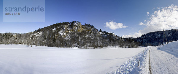 Naturpark Oberes Donautal im Winter  Landkreis Sigmaringen  Baden-Württemberg  Deutschland  Europa