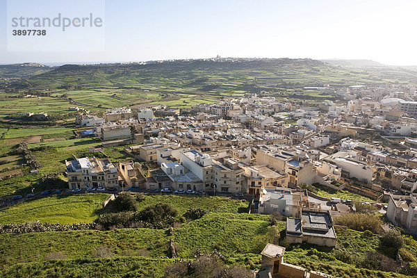 Blick von der der Zitadelle auf Victoria  Rabat  Gozo  Malta  Europa