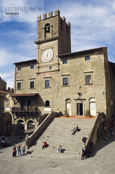 Rathaus  Piazza Repubblica  Cortona  Toskana  Italien  Europa