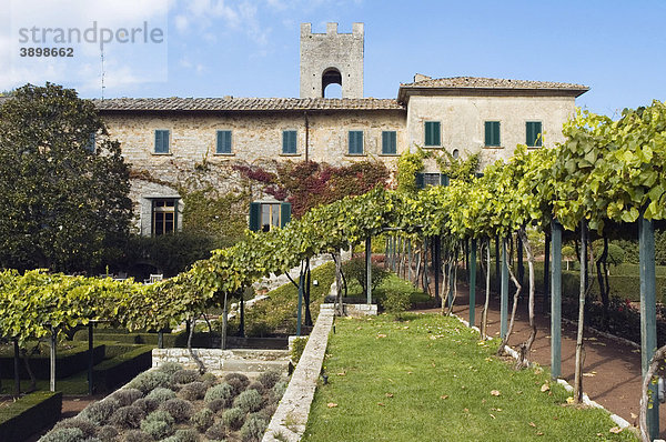 Schlossgarten vom Weingut  Badia di Coltibuono  Chianti  Toskana  Italien  Europa