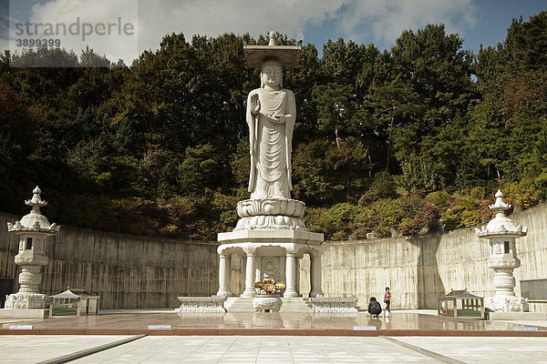 Buddha Statue im Tempel Bongeunsa in der koreanischen Hauptstadt Seoul  Südkorea  Asien