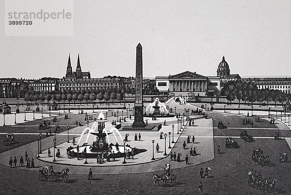 Place de la Concorde  historischer Kupferdruck  ca 1890  Neal's  Paris  Frankreich  Europa
